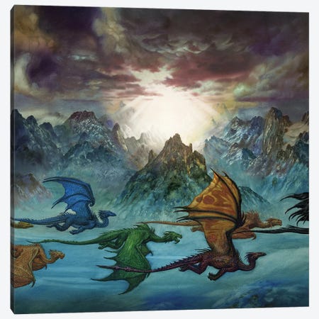 The Dragons' Mountain Canvas Print #CIL72} by Ciruelo Canvas Art