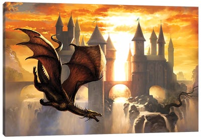 Sunset Dragon Canvas Art Print - Dragon Art