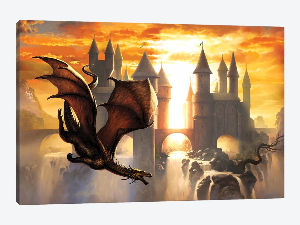 Sunset Dragon by Ciruelo 1-piece Canvas Artwork