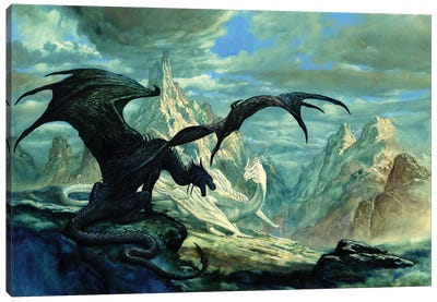 Talking Dragon Canvas Art Print - Best Selling Fantasy Art
