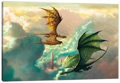 Tower Clouds Canvas Art Print - Dragon Art