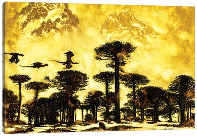 Yellow Flight Canvas Art Print - Ciruelo