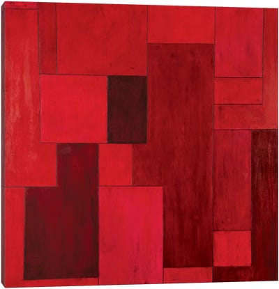Red Zone Canvas Art Print - Red Abstract Art
