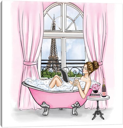 Spa Day In Paris Canvas Art Print - The Eiffel Tower