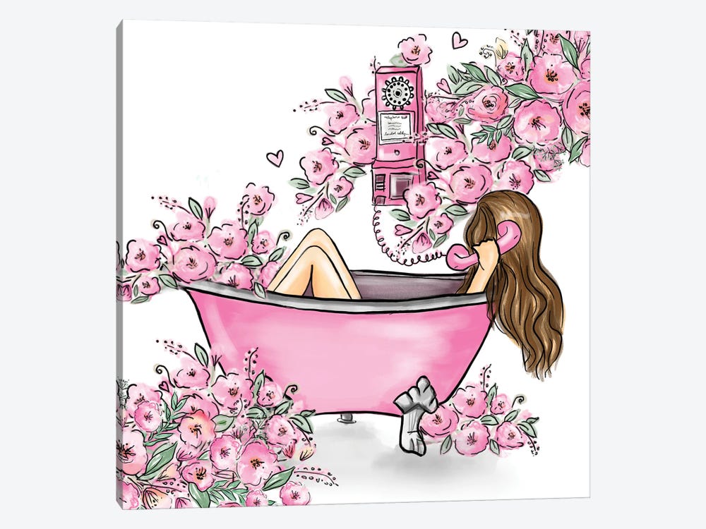 Girl Sitting In A Pink Tub by Criss Rosu 1-piece Canvas Wall Art