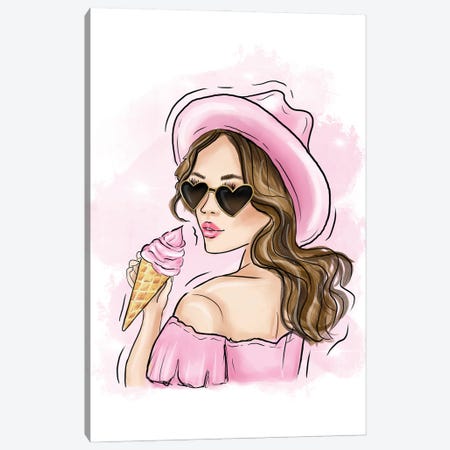 Pink Summer Girl Canvas Print #CIO21} by Criss Rosu Canvas Artwork