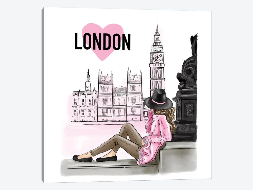 London In Pink by Criss Rosu 1-piece Canvas Artwork