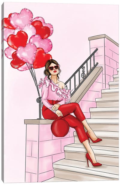 Pink And Red Ballon Canvas Art Print - Criss Rosu