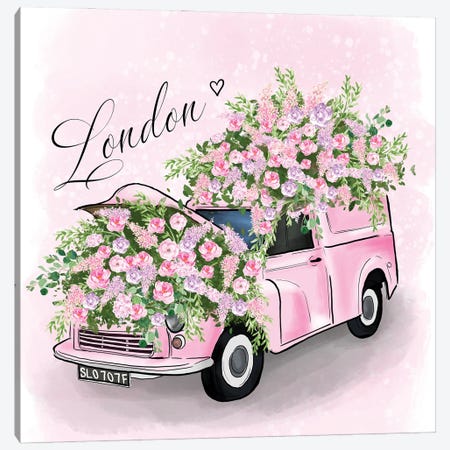 London Flower Car Canvas Print #CIO28} by Criss Rosu Canvas Artwork