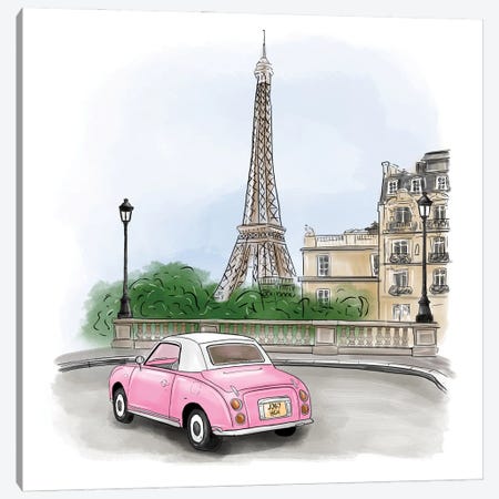 Pink Figaro In Paris Canvas Print #CIO29} by Criss Rosu Canvas Art