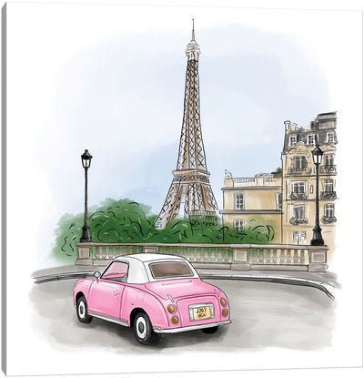 Pink Figaro In Paris Canvas Art Print - Criss Rosu
