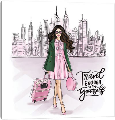 Travel Girl In New York Canvas Art Print - Criss Rosu