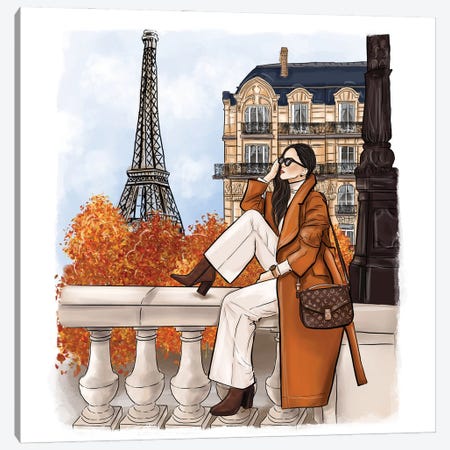 Fashion Fall Girl In Paris Canvas Print #CIO5} by Criss Rosu Canvas Wall Art