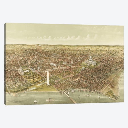The City of Washington: Bird’s-Eye View from the Potomac looking North, 1892  Canvas Print #CIV10} by Currier & Ives Canvas Artwork