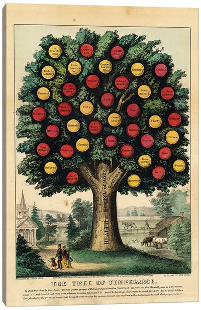 The Tree of Temperance, 1872 Canvas Art Print - Currier & Ives