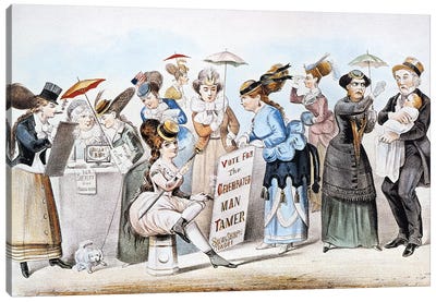 Cartoon: Women's Rights Canvas Art Print - Historical Fashion Art
