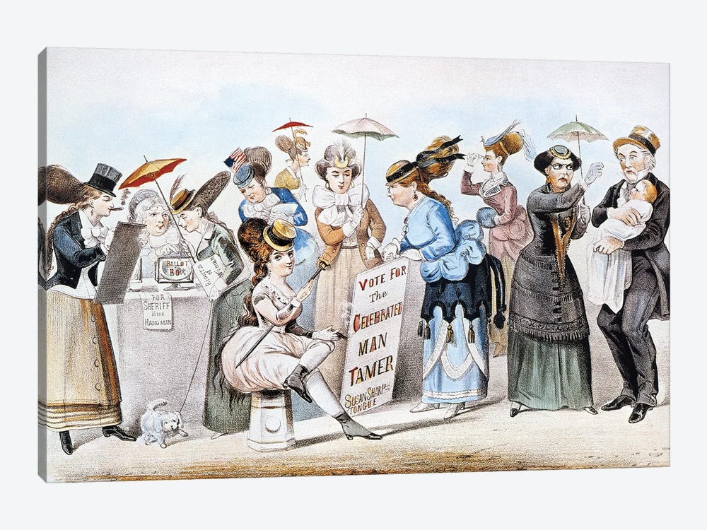 Cartoon: Women's Rights by Currier & Ives 1-piece Canvas Art