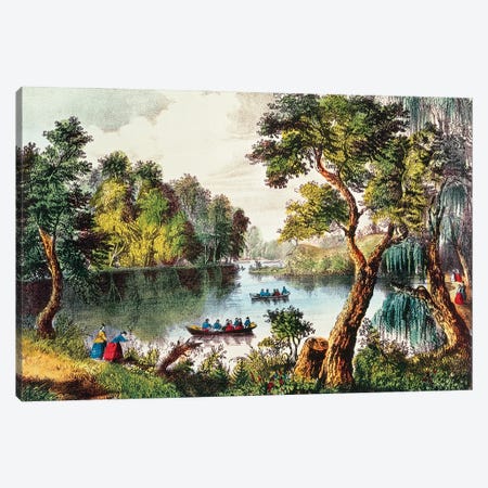 Mill Cove Lake  Canvas Print #CIV7} by Currier & Ives Canvas Art