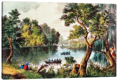 Mill Cove Lake  Canvas Art Print - Currier & Ives