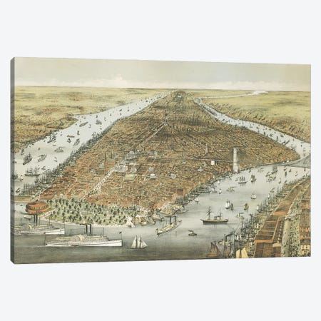 The City of New York, 1876  Canvas Print #CIV8} by Currier & Ives Art Print