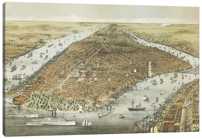 The City of New York, 1876  Canvas Art Print - Currier & Ives