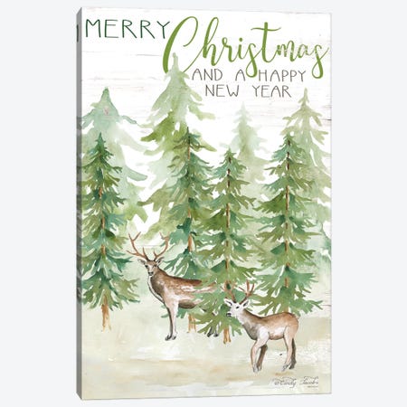 Merry Christmas & Happy New Year Deer Canvas Print #CJA101} by Cindy Jacobs Canvas Art