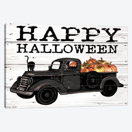 Happy Halloween Black Truck Canvas Print #CJA134} by Cindy Jacobs Canvas Artwork