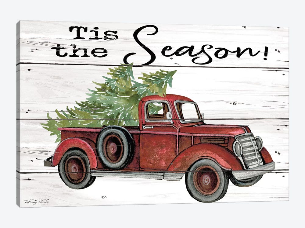Tis the Season Red Truck by Cindy Jacobs 1-piece Canvas Art
