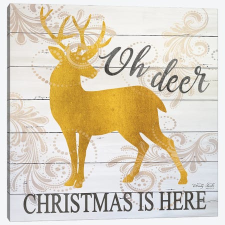 Oh Deer Christmas Is Here Canvas Print #CJA203} by Cindy Jacobs Art Print