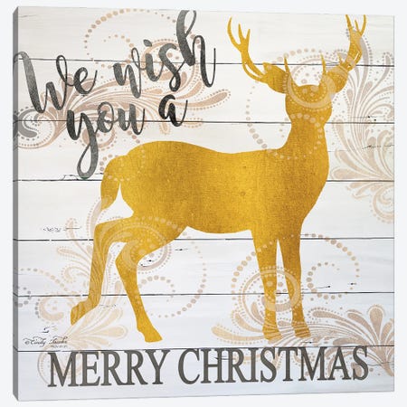 We Wish You A Merry Christmas Deer Canvas Print #CJA209} by Cindy Jacobs Canvas Art Print