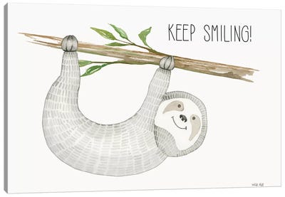 Keep Smiling Canvas Art Print - Sloth Art