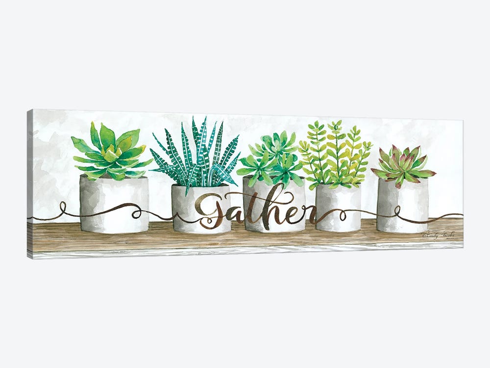 Gather Succulent Pots by Cindy Jacobs 1-piece Canvas Art