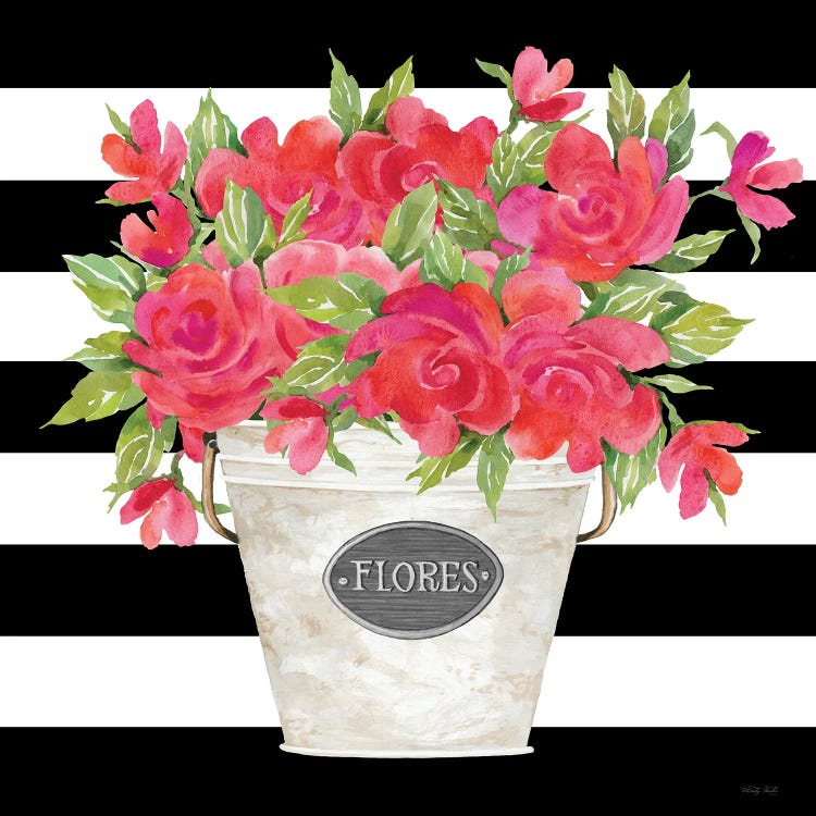 Fuchsia Flores Stripes by Cindy Jacobs wall art