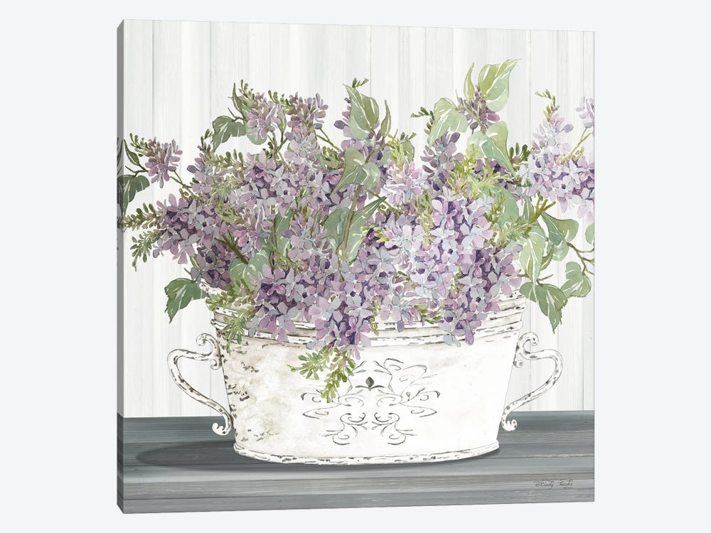 Lilac Galvanized Pot by Cindy Jacobs 1-piece Canvas Art Print