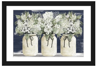 White Floral Trio Paper Art Print - Best Selling Paper