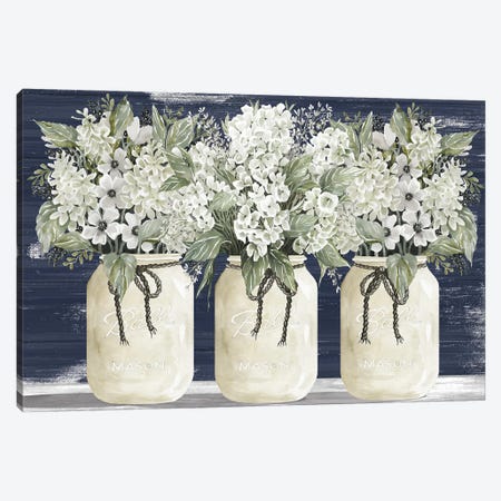 White Floral Trio Canvas Print #CJA363} by Cindy Jacobs Canvas Wall Art