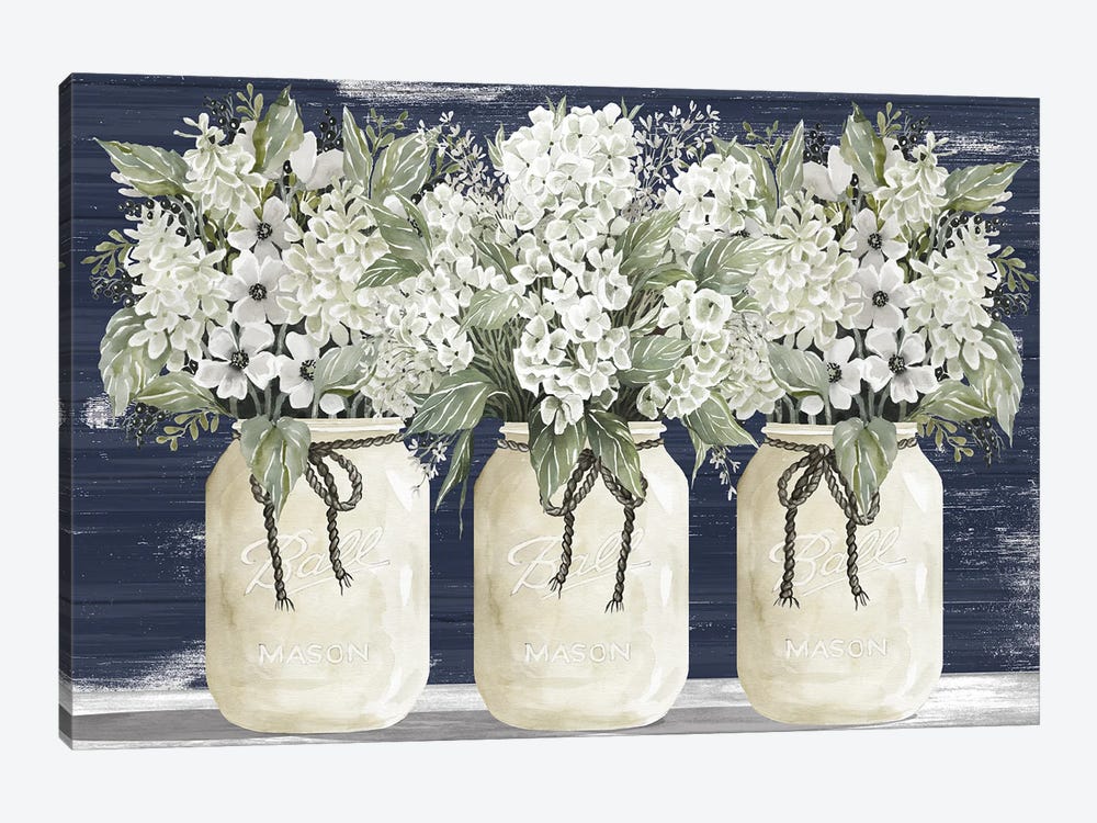 White Floral Trio by Cindy Jacobs 1-piece Canvas Art Print