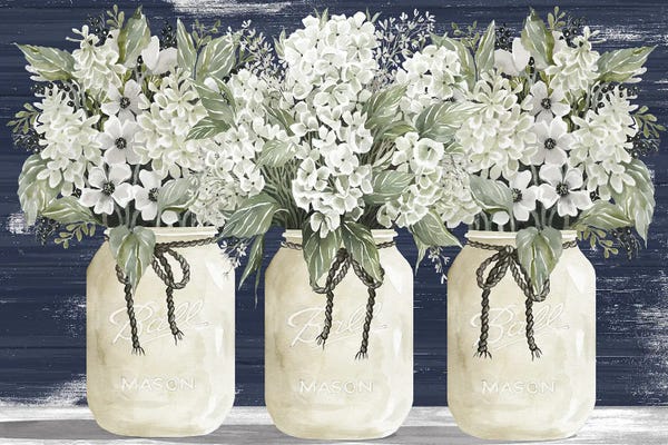 Watercolor: White Floral Trio by Cindy Jacobs