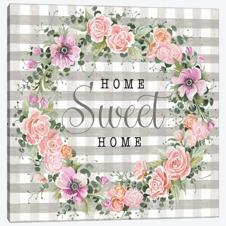 Home Sweet Home Gingham Canvas Print #CJA395} by Cindy Jacobs Canvas Art