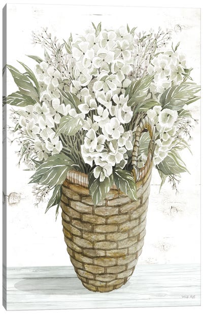 Hydrangea Basket Canvas Art Print - Bouquet Art