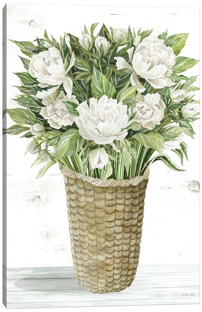 Peony Basket Canvas Art Print - Cindy Jacobs