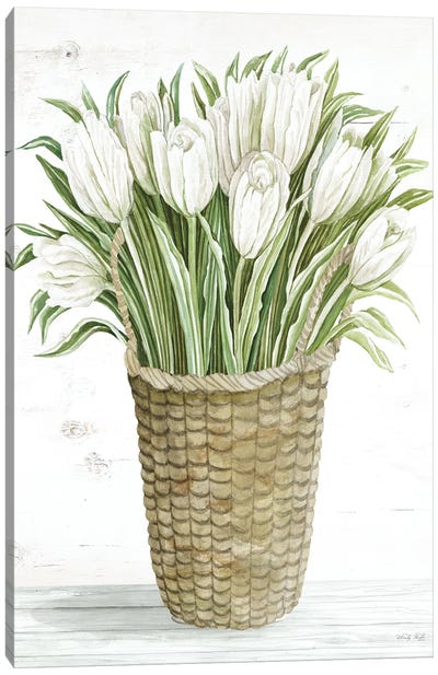 Tulip Basket Canvas Art Print - French Country Décor
