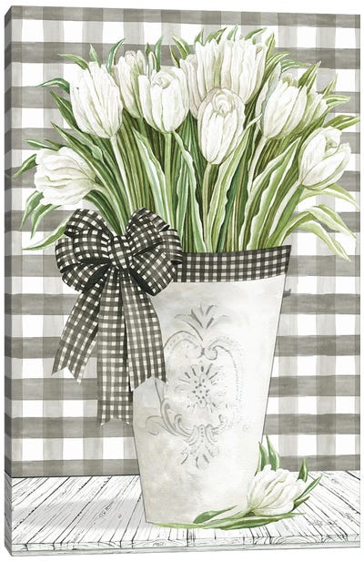 Farmhouse Tulips Canvas Art Print - Large Art for Kitchen
