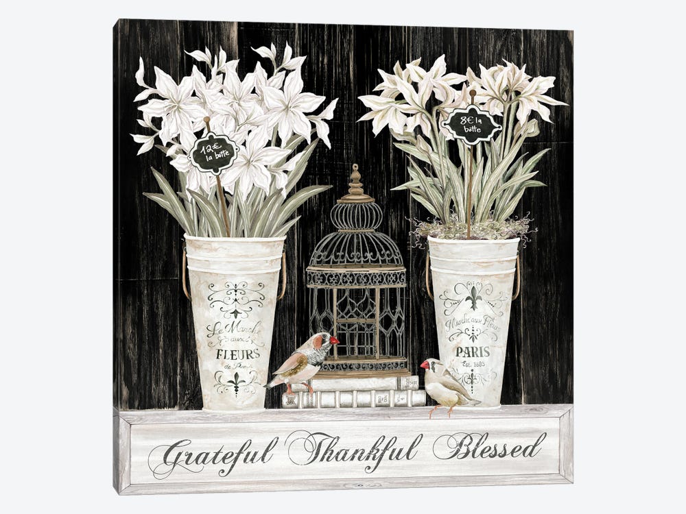 Grateful Thankful Blessed Still Life by Cindy Jacobs 1-piece Canvas Art Print
