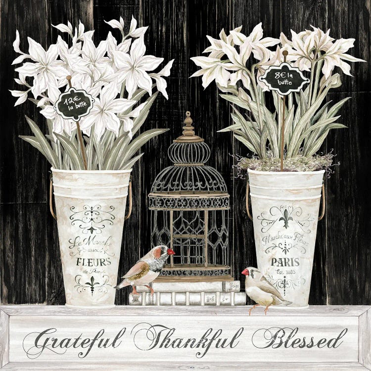 Grateful Thankful Blessed Still Life by Cindy Jacobs wall art