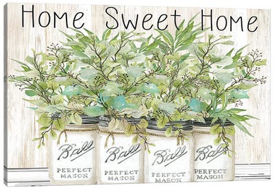 Home Sweet Home Ball Jars Canvas Art Print - Herb Art