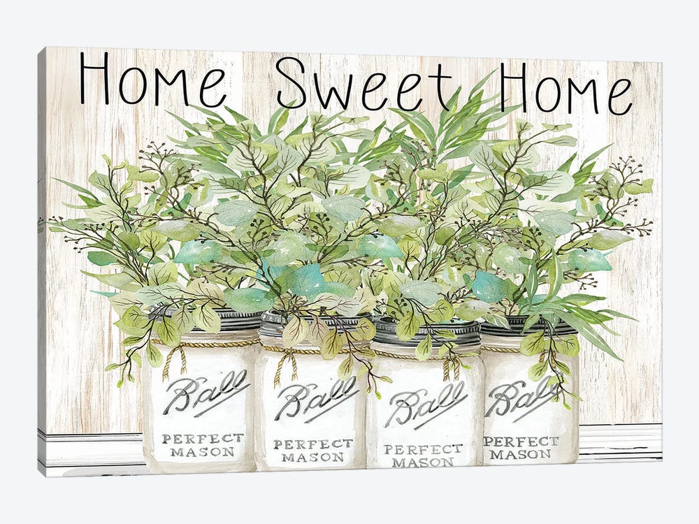 Home Sweet Home Ball Jars by Cindy Jacobs 1-piece Canvas Artwork