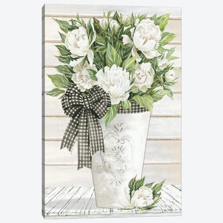 White Peonies Canvas Print #CJA473} by Cindy Jacobs Canvas Wall Art