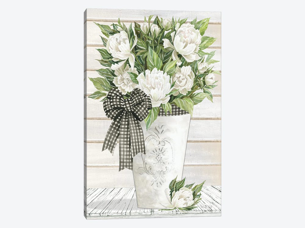 White Peonies by Cindy Jacobs 1-piece Canvas Art Print