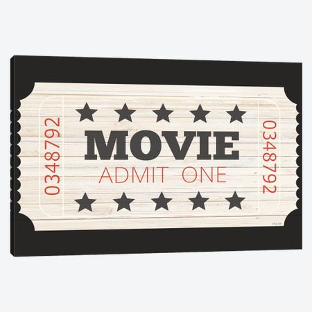 Admit One Movie Ticket Canvas Print #CJA474} by Cindy Jacobs Canvas Print